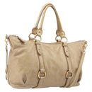 Miu Miu Hand Bag Leather 2way Beige Gold Auth 212441A-1