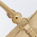 Miu Miu Hand Bag Leather 2way Beige Gold Auth 212441A-18