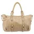 Miu Miu Hand Bag Leather 2way Beige Gold Auth 212441A-2