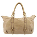 Miu Miu Hand Bag Leather 2way Beige Gold Auth 212441A-3