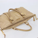 Miu Miu Hand Bag Leather 2way Beige Gold Auth 212441A-6