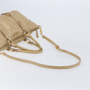 Miu Miu Hand Bag Leather 2way Beige Gold Auth 212441A-9