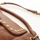 Miu Miu Hand Bag Leather 2way Brown Gold Auth 212443M-10