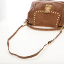 Miu Miu Hand Bag Leather 2way Brown Gold Auth 212443M-11