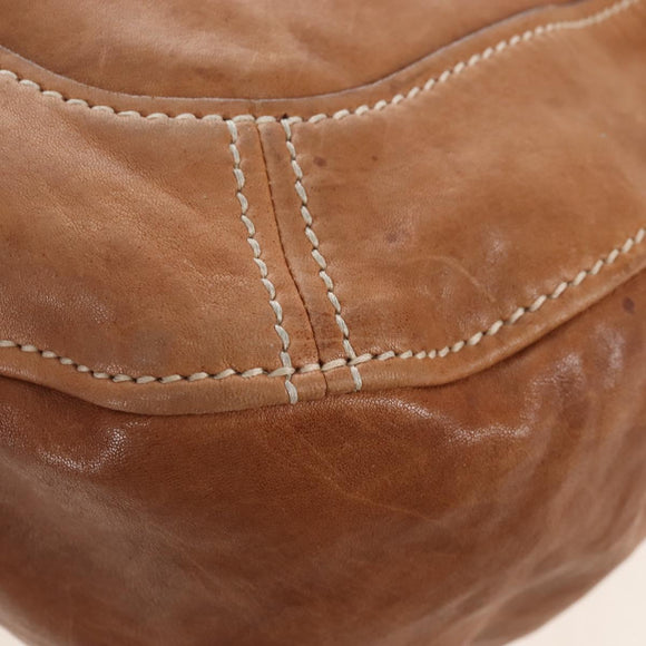 Miu Miu Hand Bag Leather 2way Brown Gold Auth 212443M