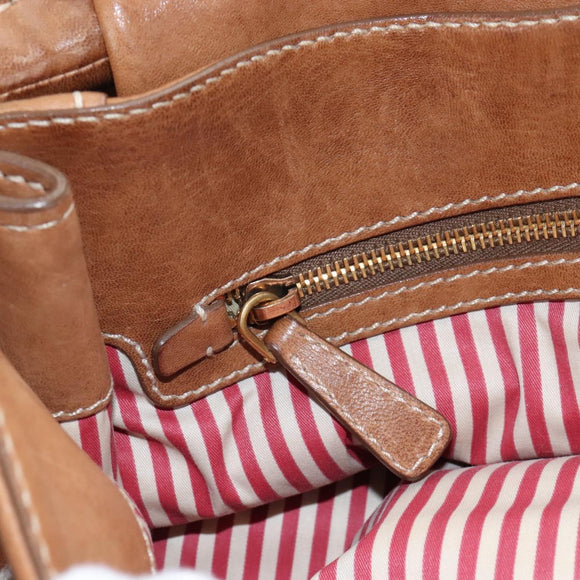 Miu Miu Hand Bag Leather 2way Brown Gold Auth 212443M