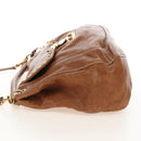 Miu Miu Hand Bag Leather 2way Brown Gold Auth 212443M-5