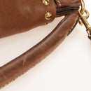 Miu Miu Hand Bag Leather 2way Brown Gold Auth 212443M-8