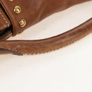 Miu Miu Hand Bag Leather 2way Brown Gold Auth 212443M-9