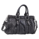 Miu Miu Hand Bag Leather 2way Gray Silver Auth 212444M-1