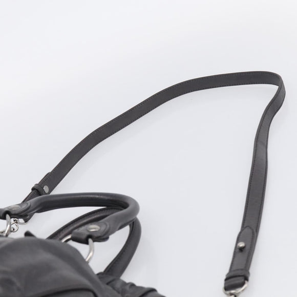Miu Miu Hand Bag Leather 2way Gray Silver Auth 212444M
