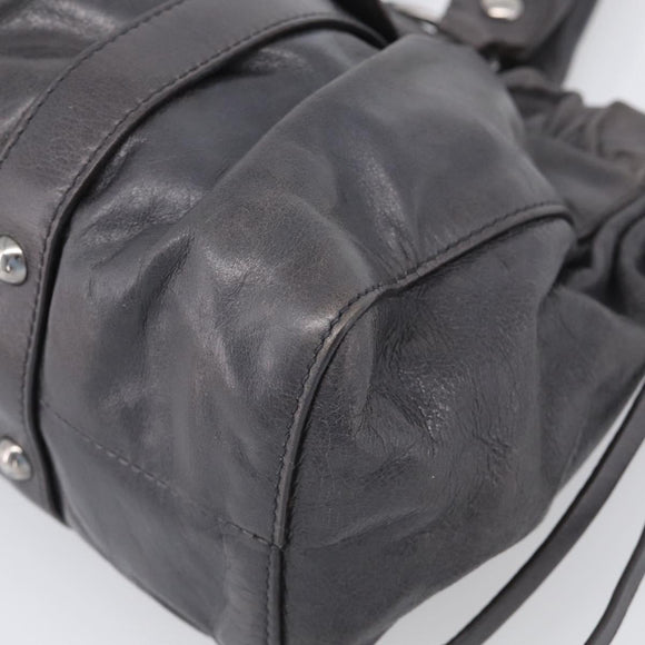 Miu Miu Hand Bag Leather 2way Gray Silver Auth 212444M