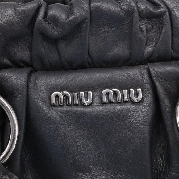 Miu Miu Hand Bag Leather 2way Gray Silver Auth 212444M