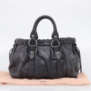 Miu Miu Hand Bag Leather 2way Gray Silver Auth 212444M-25