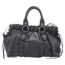 Miu Miu Hand Bag Leather 2way Gray Silver Auth 212444M-3