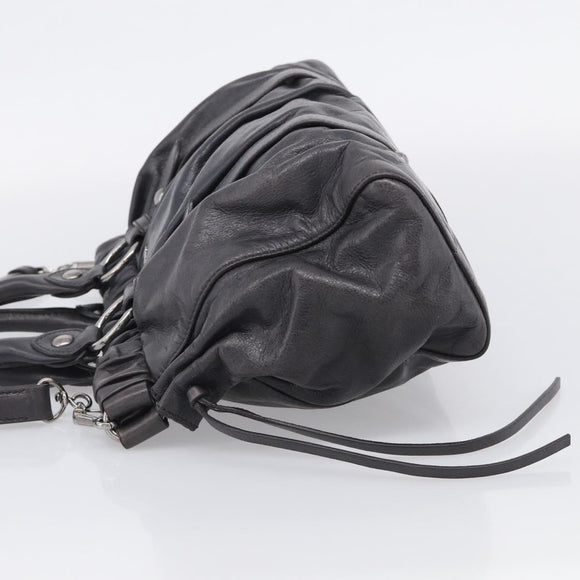Miu Miu Hand Bag Leather 2way Gray Silver Auth 212444M