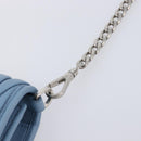 Miu Miu Matelasse Chain Shoulder Bag Leather Silver Light Blue Auth 212448SAM-10