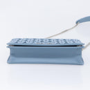 Miu Miu Matelasse Chain Shoulder Bag Leather Silver Light Blue Auth 212448SAM-11