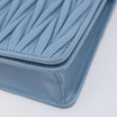 Miu Miu Matelasse Chain Shoulder Bag Leather Silver Light Blue Auth 212448SAM-12