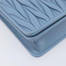 Miu Miu Matelasse Chain Shoulder Bag Leather Silver Light Blue Auth 212448SAM-13