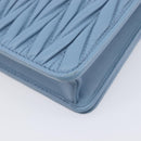 Miu Miu Matelasse Chain Shoulder Bag Leather Silver Light Blue Auth 212448SAM-14