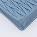 Miu Miu Matelasse Chain Shoulder Bag Leather Silver Light Blue Auth 212448SAM-15