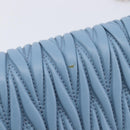 Miu Miu Matelasse Chain Shoulder Bag Leather Silver Light Blue Auth 212448SAM-17