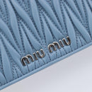 Miu Miu Matelasse Chain Shoulder Bag Leather Silver Light Blue Auth 212448SAM-18
