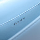 Miu Miu Matelasse Chain Shoulder Bag Leather Silver Light Blue Auth 212448SAM-20