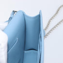 Miu Miu Matelasse Chain Shoulder Bag Leather Silver Light Blue Auth 212448SAM-22