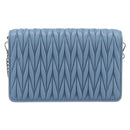 Miu Miu Matelasse Chain Shoulder Bag Leather Silver Light Blue Auth 212448SAM-3