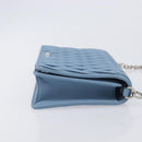 Miu Miu Matelasse Chain Shoulder Bag Leather Silver Light Blue Auth 212448SAM-4