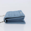 Miu Miu Matelasse Chain Shoulder Bag Leather Silver Light Blue Auth 212448SAM-5