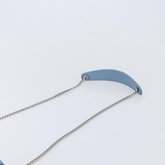 Miu Miu Matelasse Chain Shoulder Bag Leather Silver Light Blue Auth 212448SAM