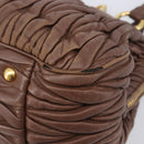 Miu Miu Matelasse Hand Bag Leather Brown Gold Auth 212449M-10