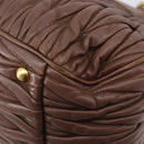Miu Miu Matelasse Hand Bag Leather Brown Gold Auth 212449M-12