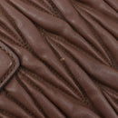 Miu Miu Matelasse Hand Bag Leather Brown Gold Auth 212449M-14