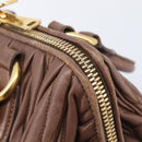 Miu Miu Matelasse Hand Bag Leather Brown Gold Auth 212449M-15