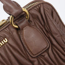 Miu Miu Matelasse Hand Bag Leather Brown Gold Auth 212449M-16
