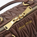 Miu Miu Matelasse Hand Bag Leather Brown Gold Auth 212449M-17