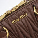 Miu Miu Matelasse Hand Bag Leather Brown Gold Auth 212449M-18
