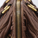Miu Miu Matelasse Hand Bag Leather Brown Gold Auth 212449M-19