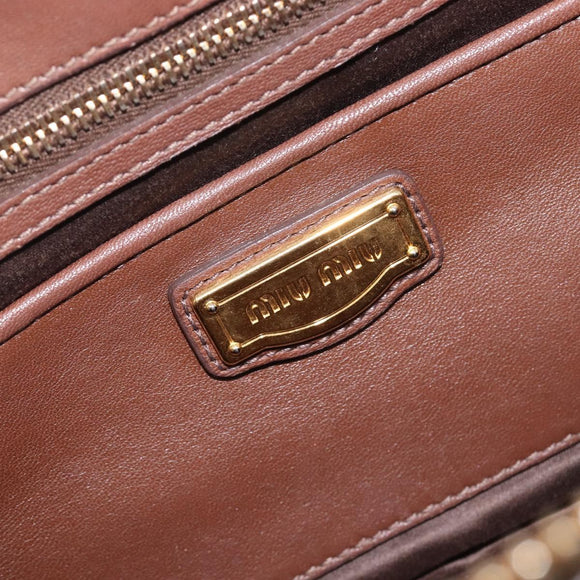 Miu Miu Matelasse Hand Bag Leather Brown Gold Auth 212449M