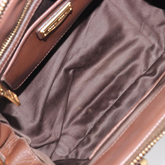 Miu Miu Matelasse Hand Bag Leather Brown Gold Auth 212449M