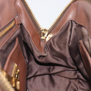 Miu Miu Matelasse Hand Bag Leather Brown Gold Auth 212449M-22