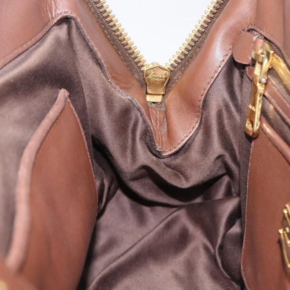 Miu Miu Matelasse Hand Bag Leather Brown Gold Auth 212449M