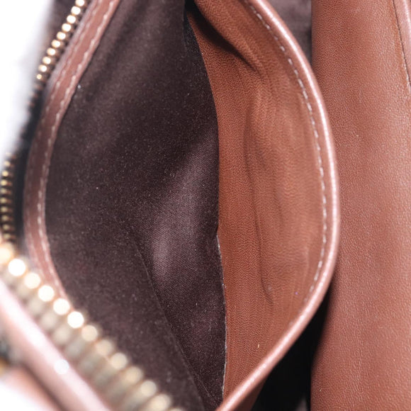 Miu Miu Matelasse Hand Bag Leather Brown Gold Auth 212449M