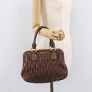 Miu Miu Matelasse Hand Bag Leather Brown Gold Auth 212449M-29