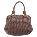 Miu Miu Matelasse Hand Bag Leather Brown Gold Auth 212449M-3