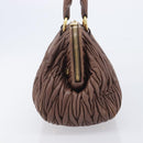 Miu Miu Matelasse Hand Bag Leather Brown Gold Auth 212449M-4